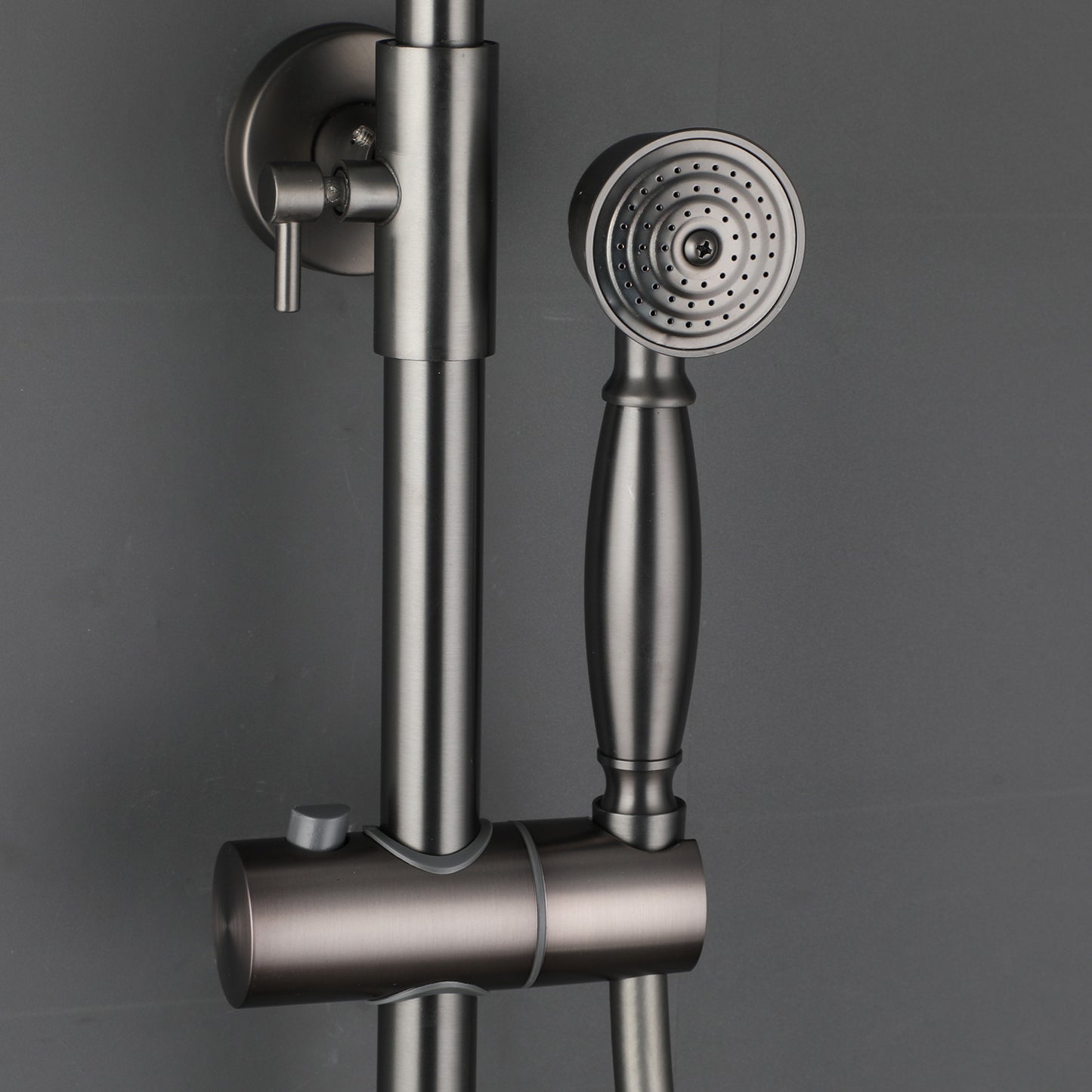 Gun metal opbouw doucheset met regendouche en handdouche