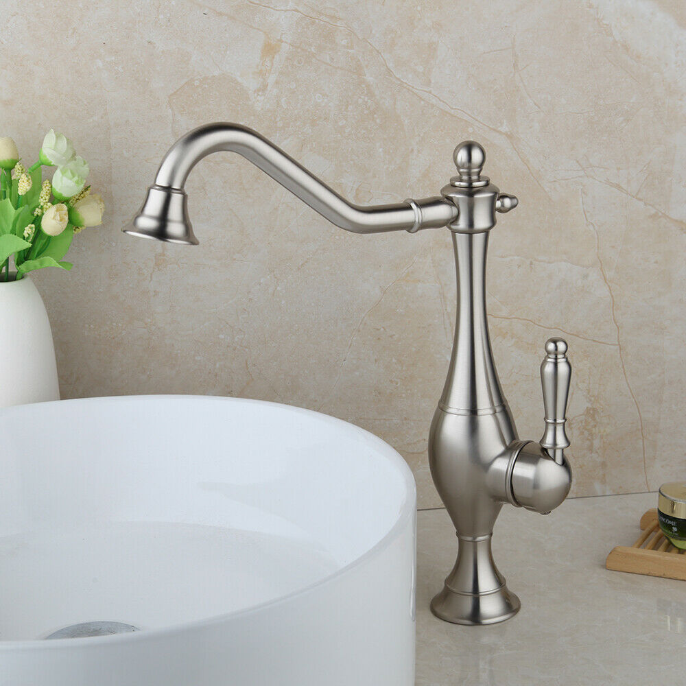 Beautiful tall brushed nickel mixer tap
