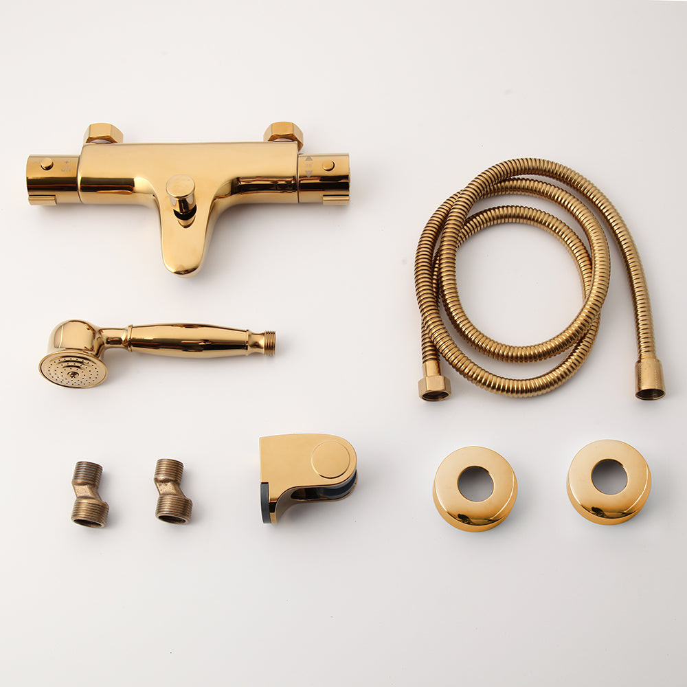 Gold thermostatic bath tap