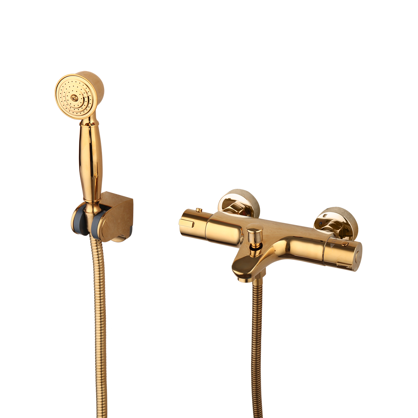 Gold thermostatic bath tap