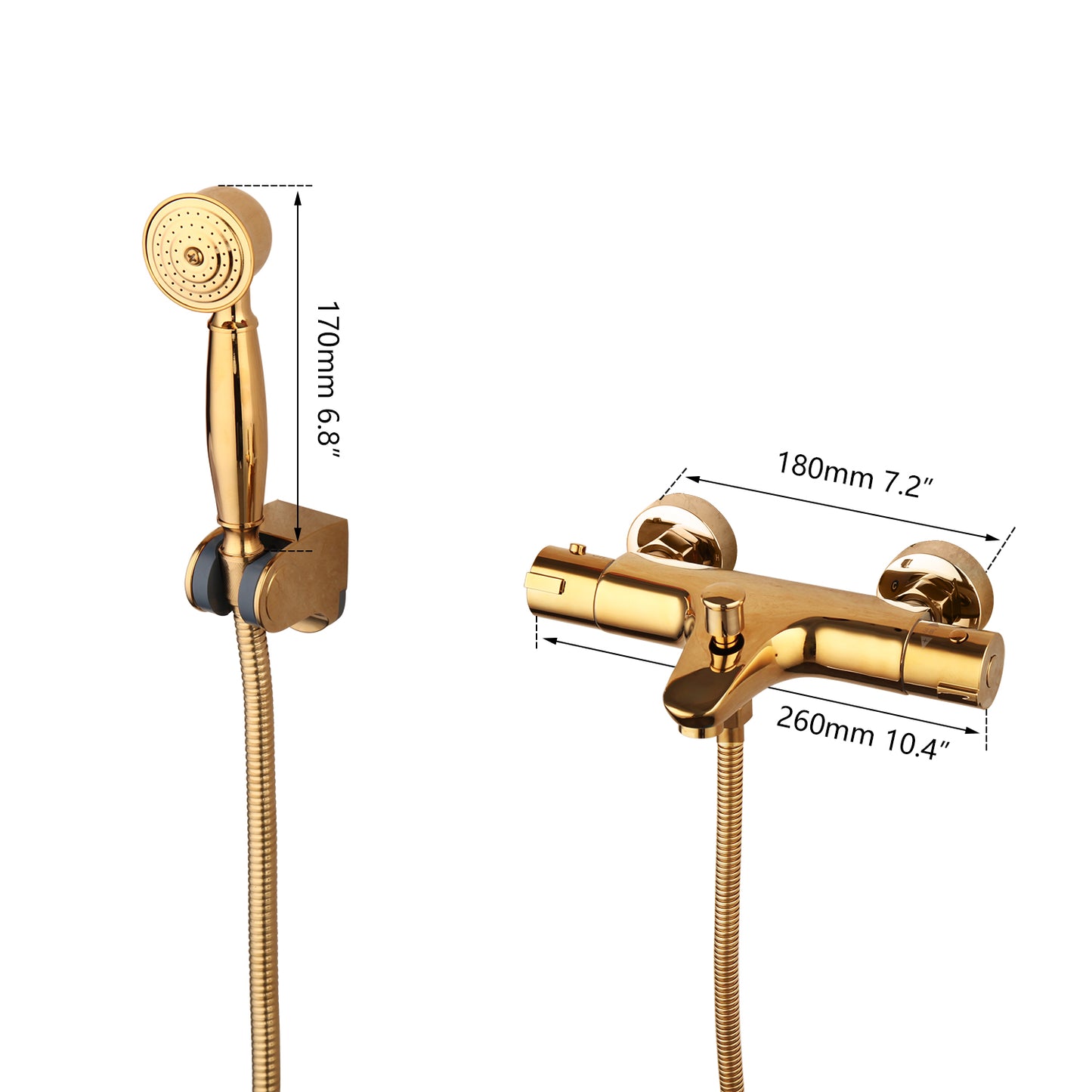 Gold thermostatic bath tap