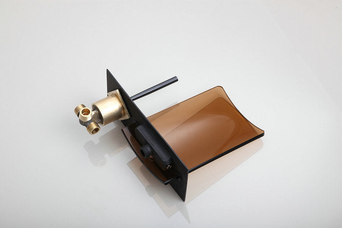 Eingebauter Wasserfallhahn mit Glasöffnung, Ölbronze