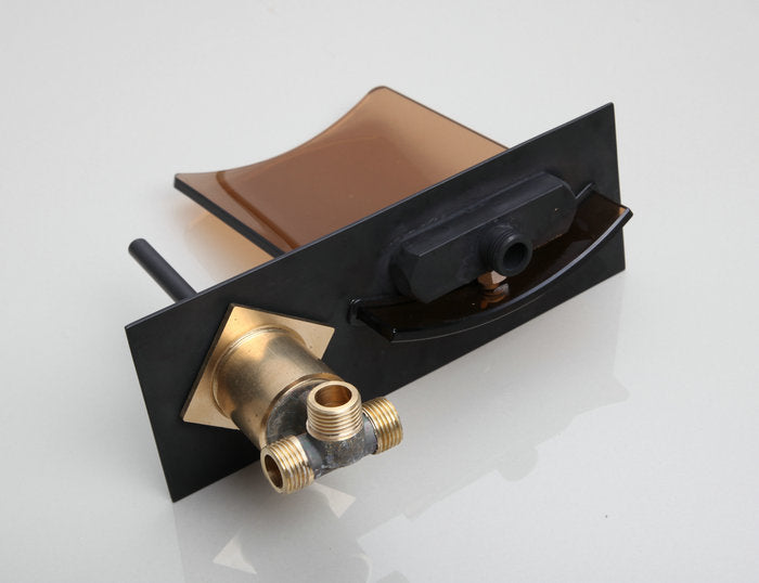 Eingebauter Wasserfallhahn mit Glasöffnung, Ölbronze