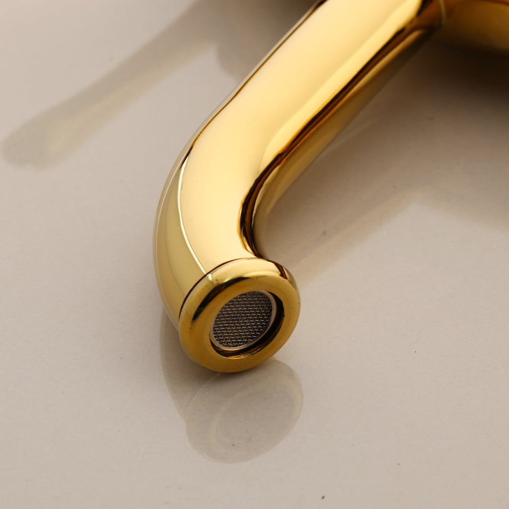 Gold-colored washbasin tap