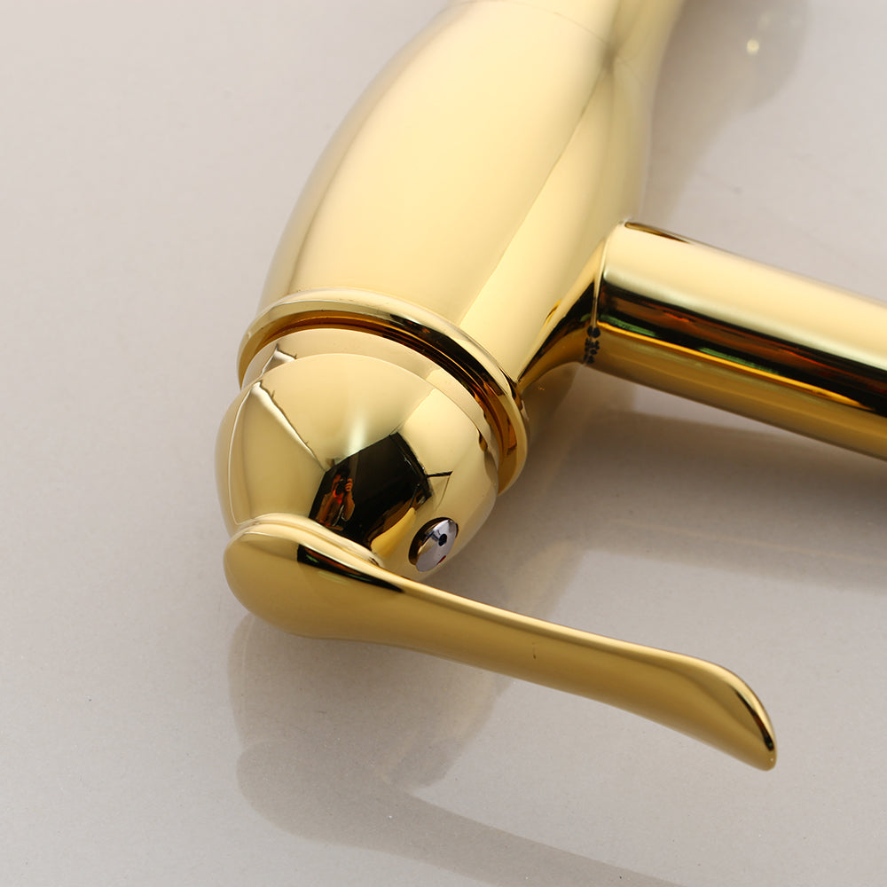 Gold-colored washbasin tap