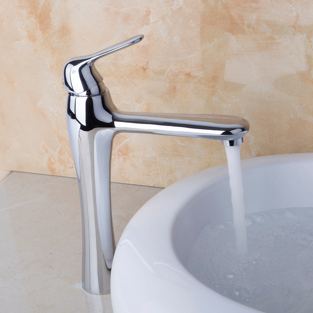 Elegant chrome mixer tap