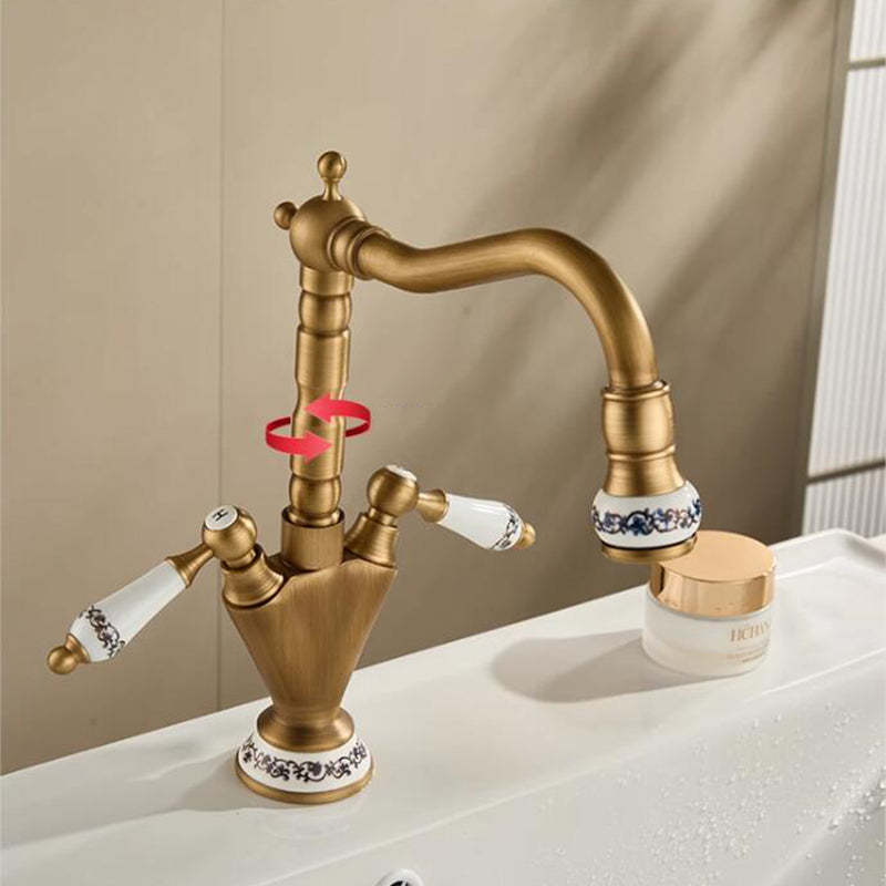 Country-style washbasin mixer | Bronze-colored with ceramic details