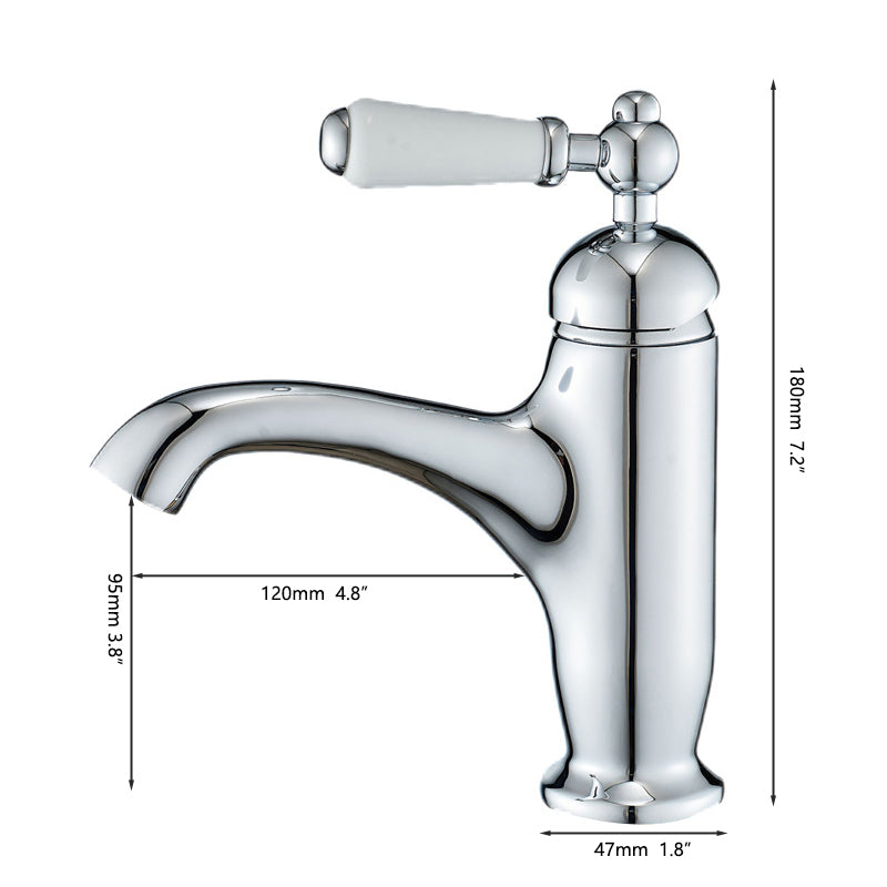 Chroom nostalgische wastafelkraan met keramische hendel
