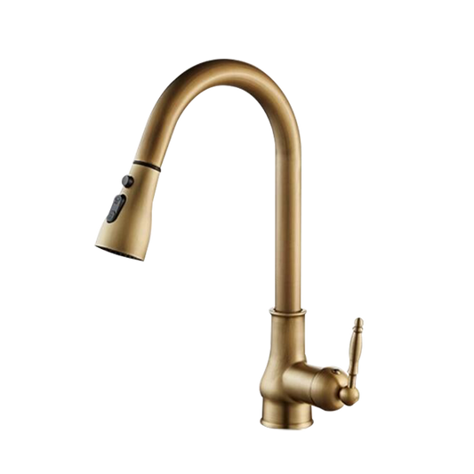 Landelijke keukenkraan antiek brons – uittrekbare sproeikop (3 standen)