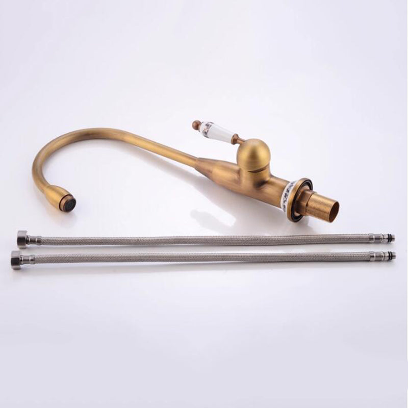 Country-style washbasin mixer | Bronze-colored with ceramic lever
