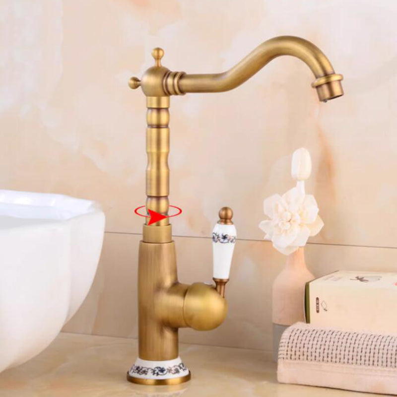 Country-style washbasin mixer | Bronze-colored with ceramic lever