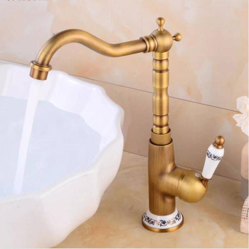 Country-style washbasin mixer | Bronze-colored with ceramic lever