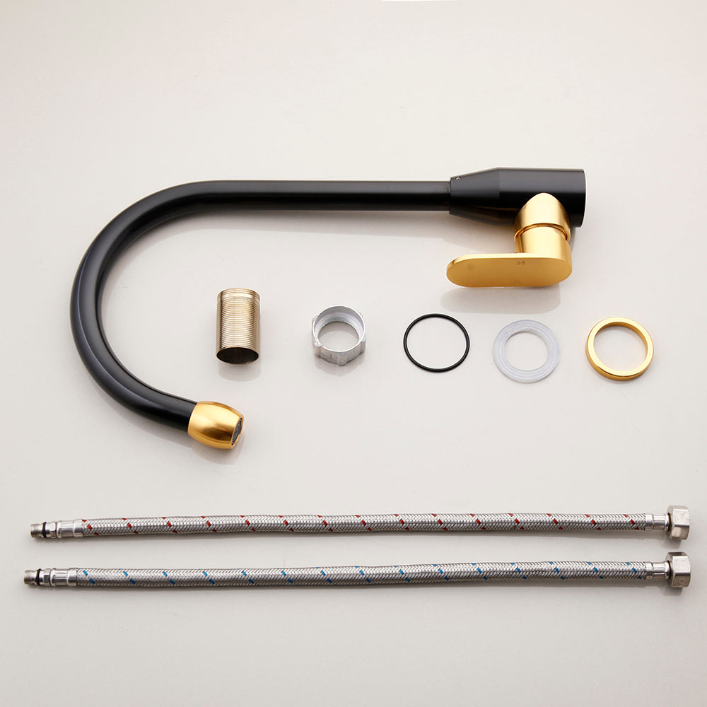 Black and gold kitchen faucet