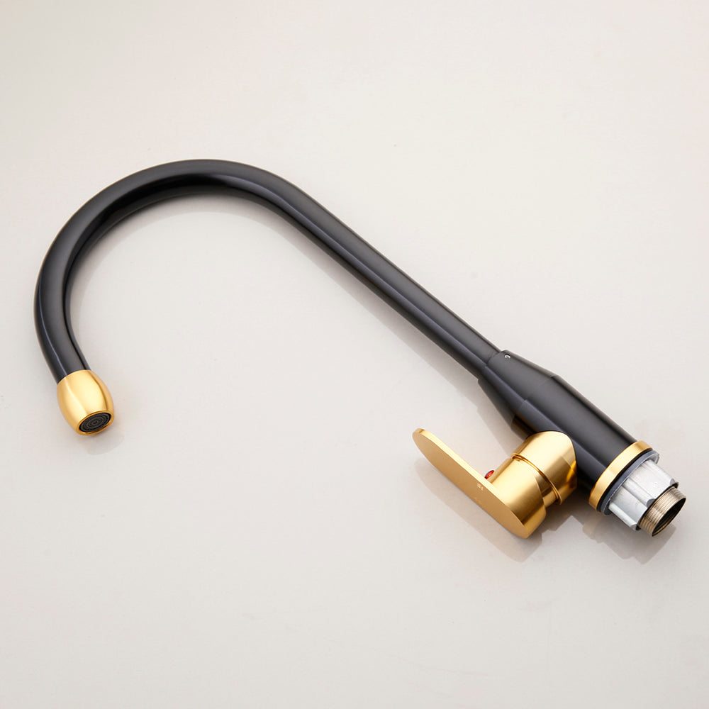 Black and gold kitchen faucet