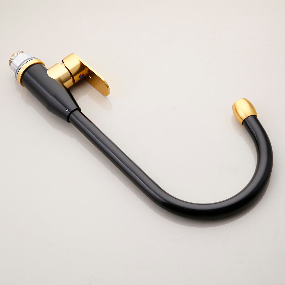 Black and gold kitchen faucet