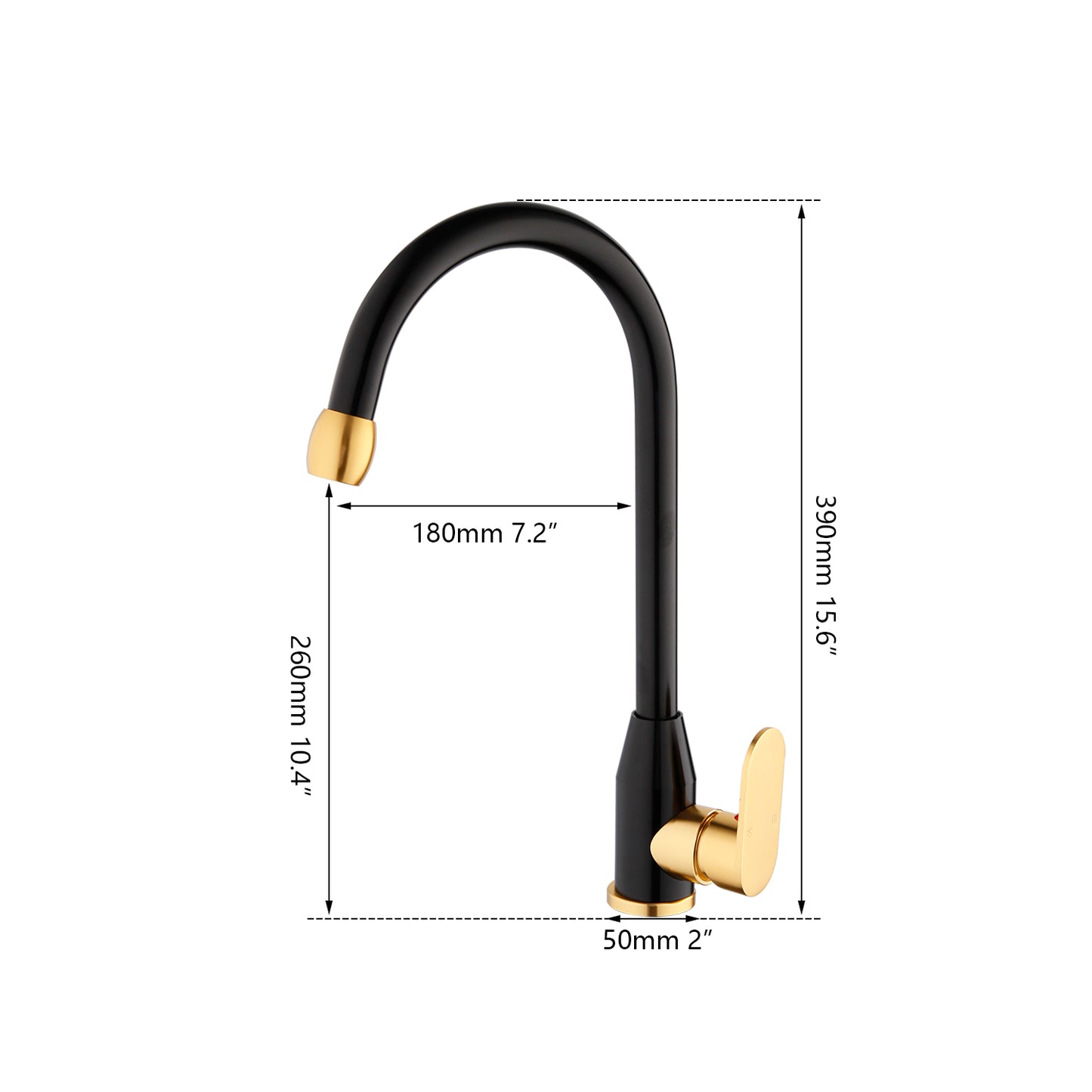 Black and gold kitchen faucet