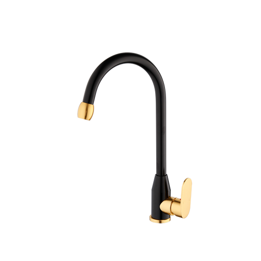 Black and gold kitchen faucet