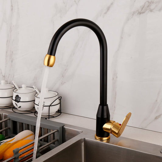 Black and gold kitchen faucet
