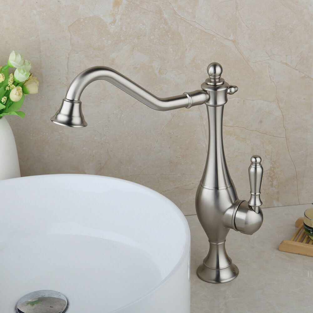 Beautiful tall brushed nickel mixer tap