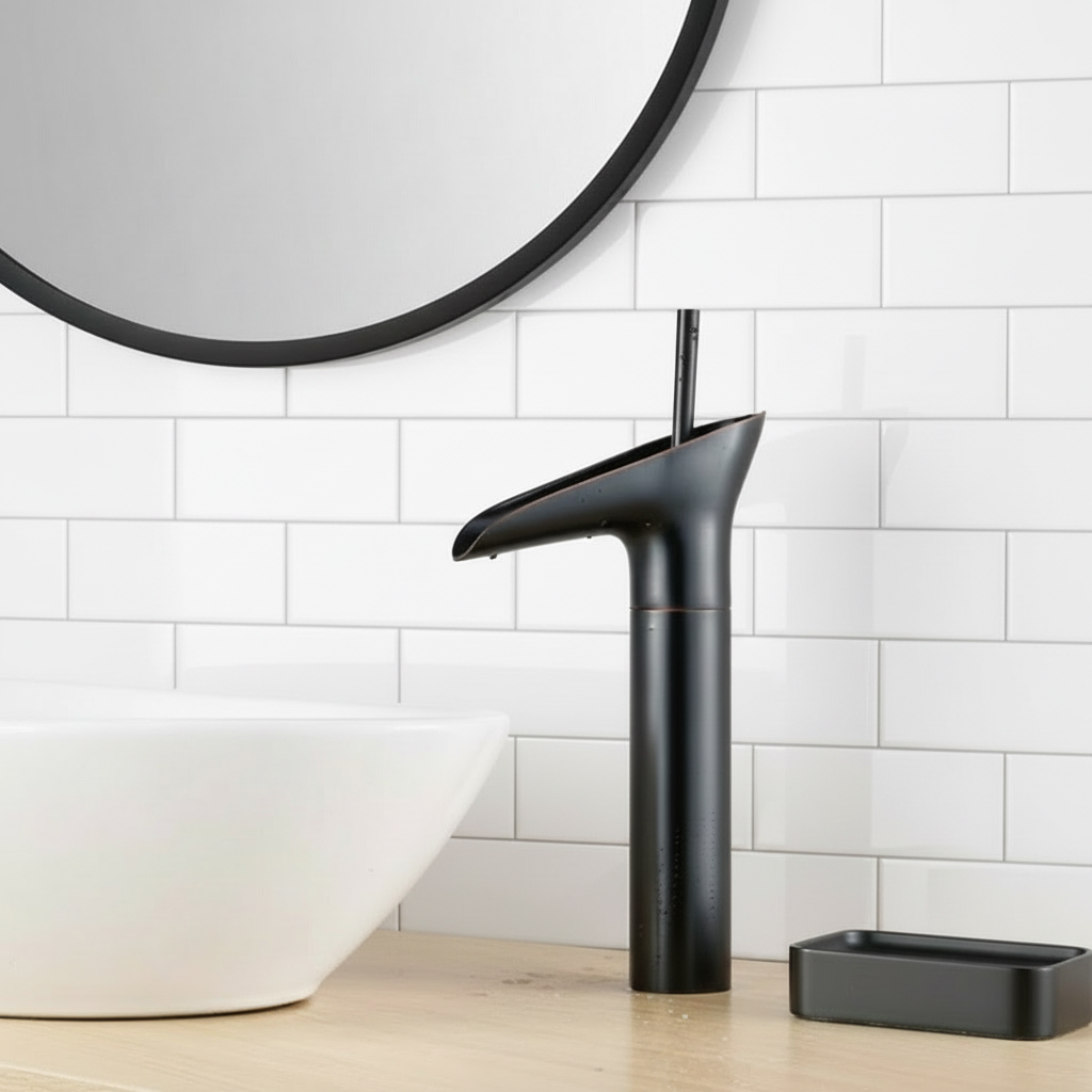 Eleganter Wasserfallhahn aus Ölbronze