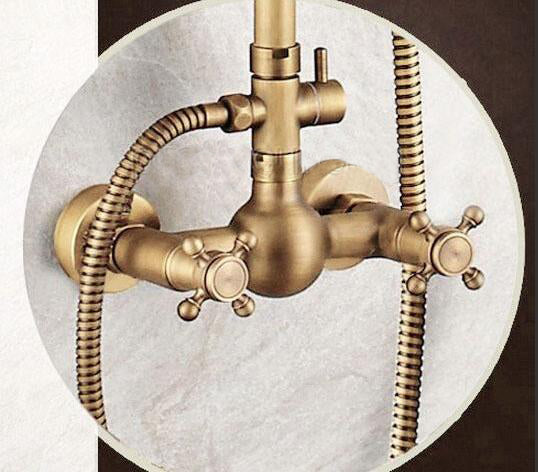 Nostalgische bronzen opbouw doucheset
