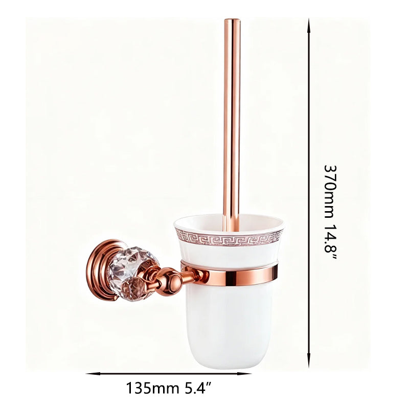 Luxe wc-borstelhouder roségoud met keramische pot