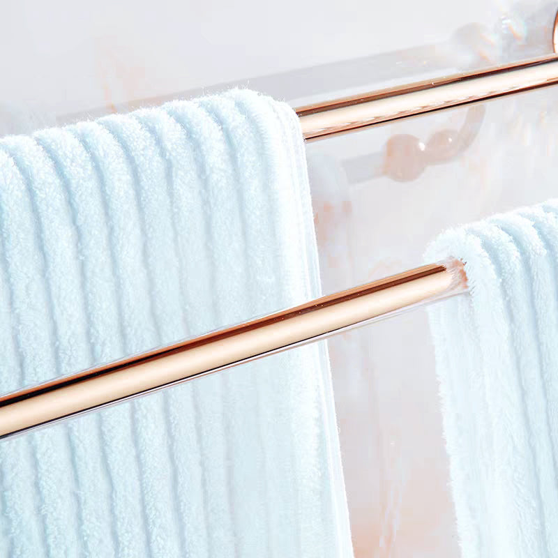 Dubbel handdoekrek roségoud 60 cm met kristalaccenten