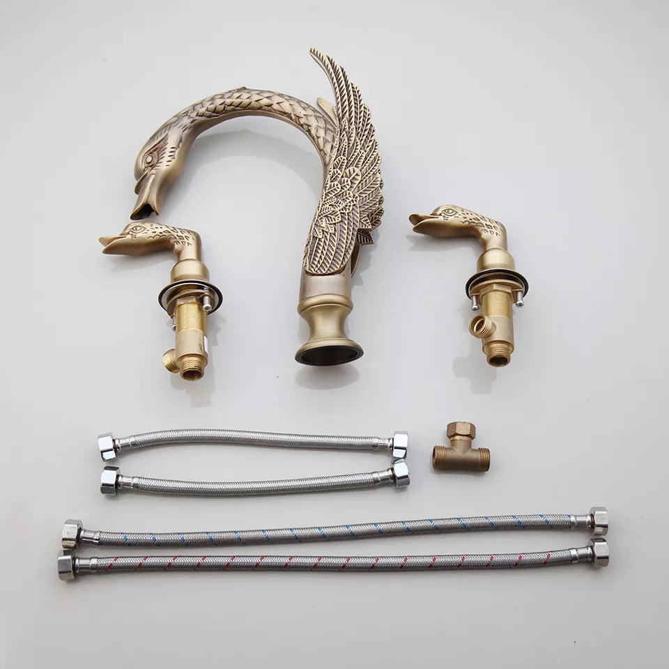 Malvizza 3-piece bronze-colored washbasin tap