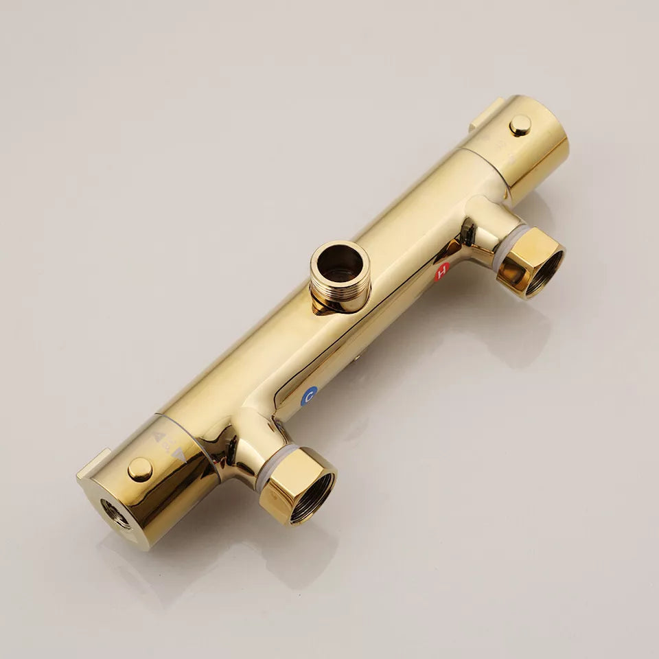 Goudkleurige Thermostatische Opbouw Regendoucheset