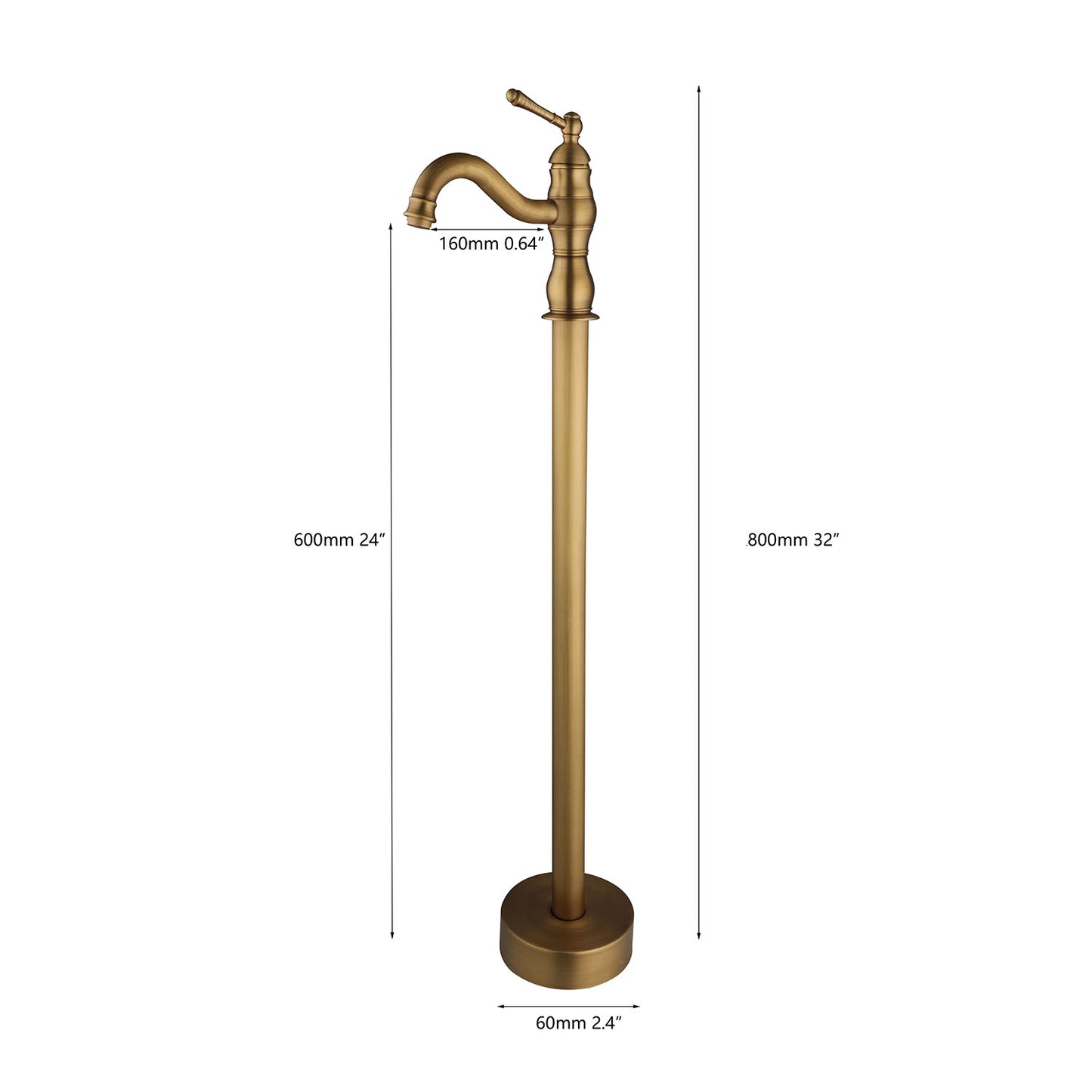 Freestanding nostalgic bath tap with ceramic discs