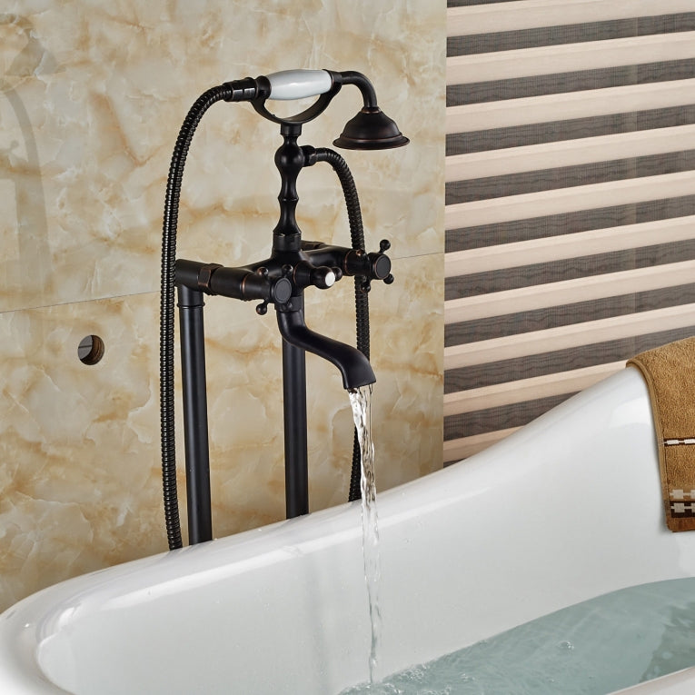 Freestanding Nostalgic Bath Tap in Black