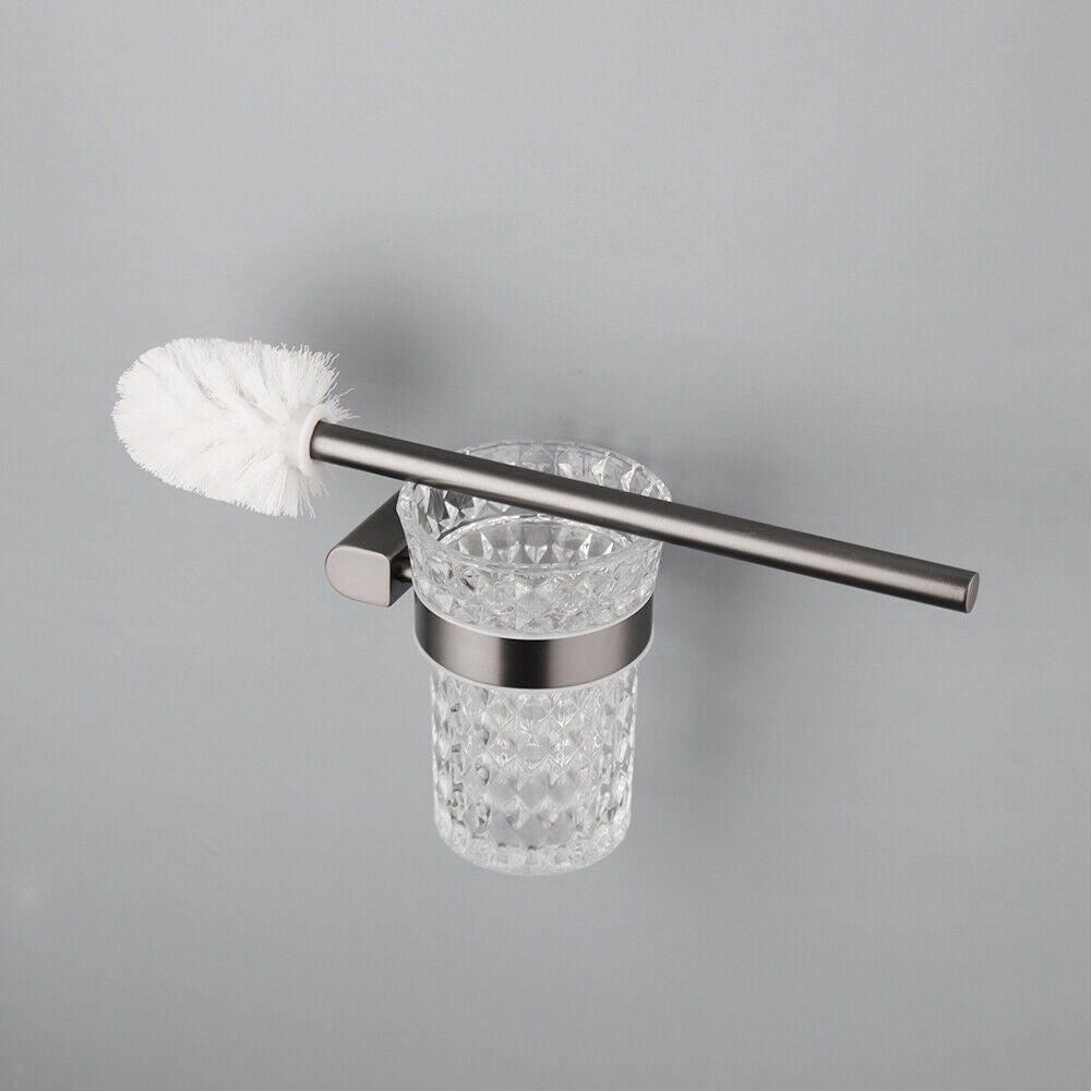 Gun metal toilet brush wall mount