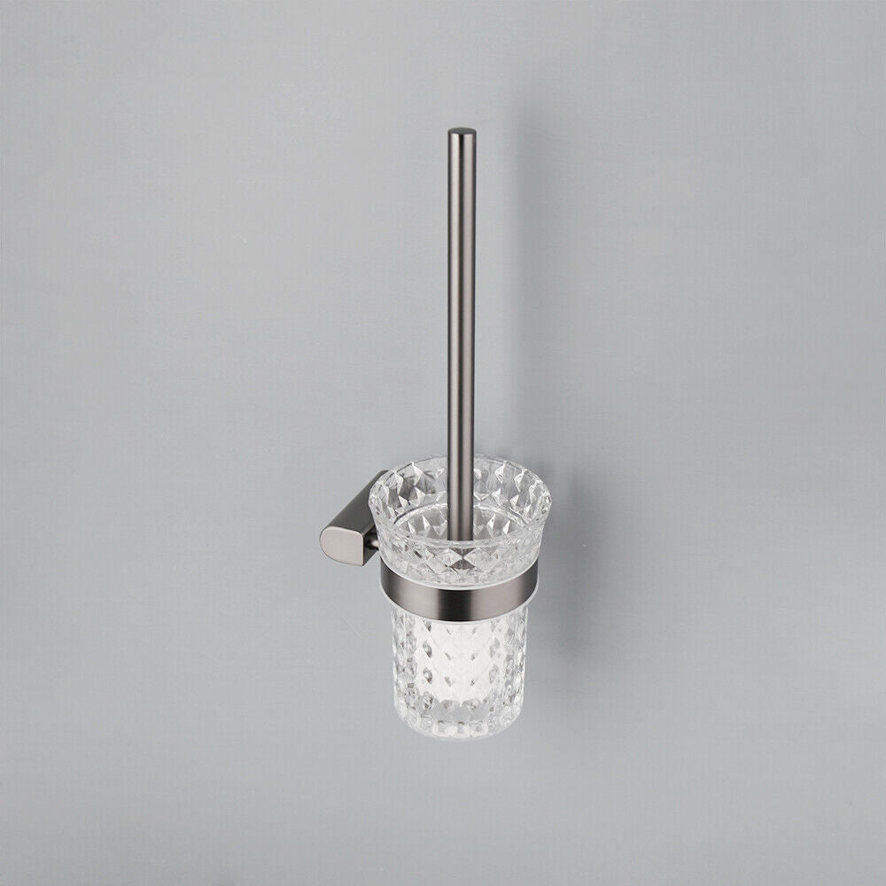 Gun metal toilet brush wall mount
