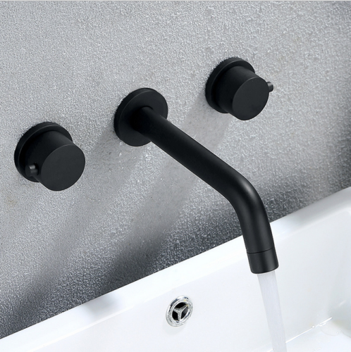 Stylish Matte Black Built-in Wall Tap