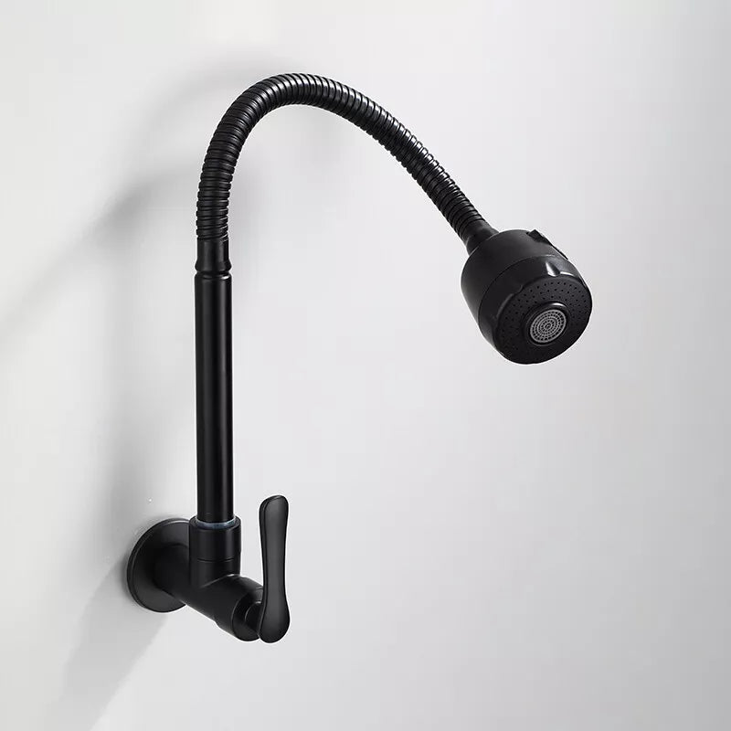 Eleganter mattschwarzer Kaltwasserhahn mit flexiblem Hals