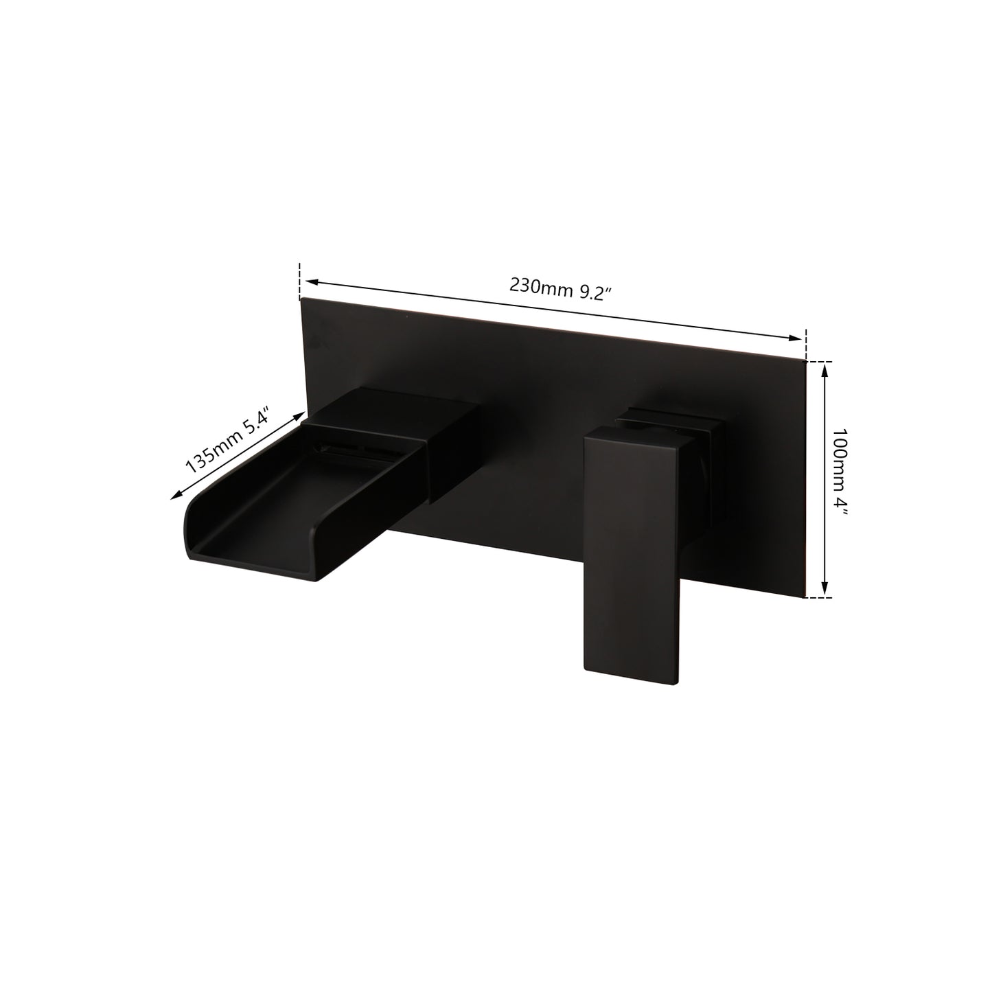 Luxuriöser schwarzer eingebauter Wasserfallhahn