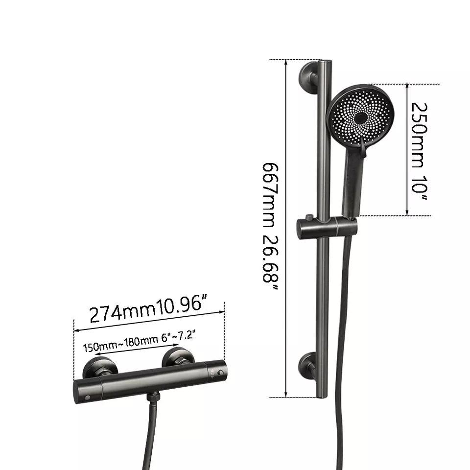 Gun Metal Shower Faucet with Sliding Bar and Hand Shower