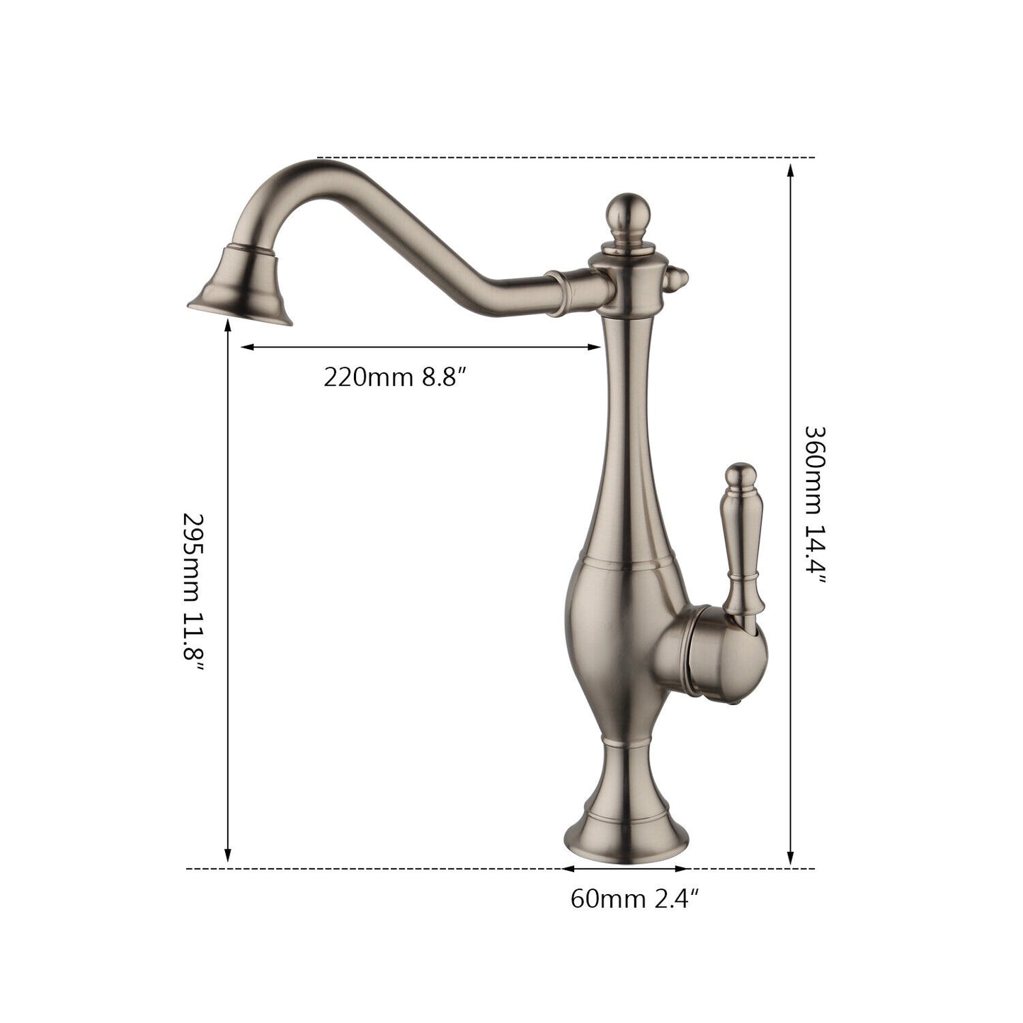 Beautiful tall brushed nickel mixer tap