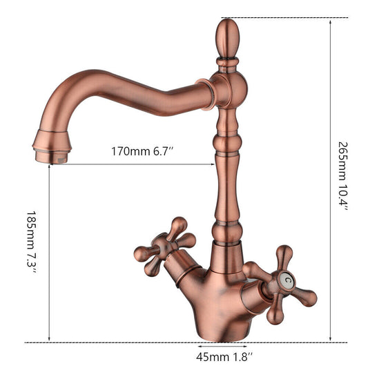 Copper-colored mixer tap with swivel neck