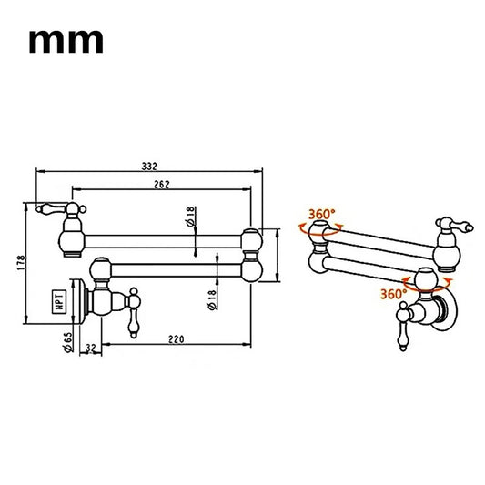 Landelijke zwenkbare koudwaterkraan – zwart