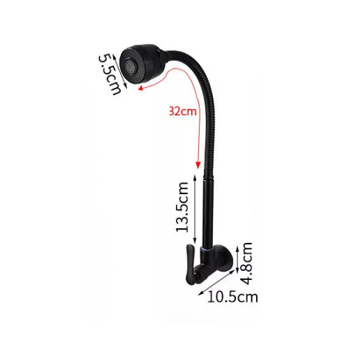 Elegant Matte Black Cold Water Tap with Flexible Neck