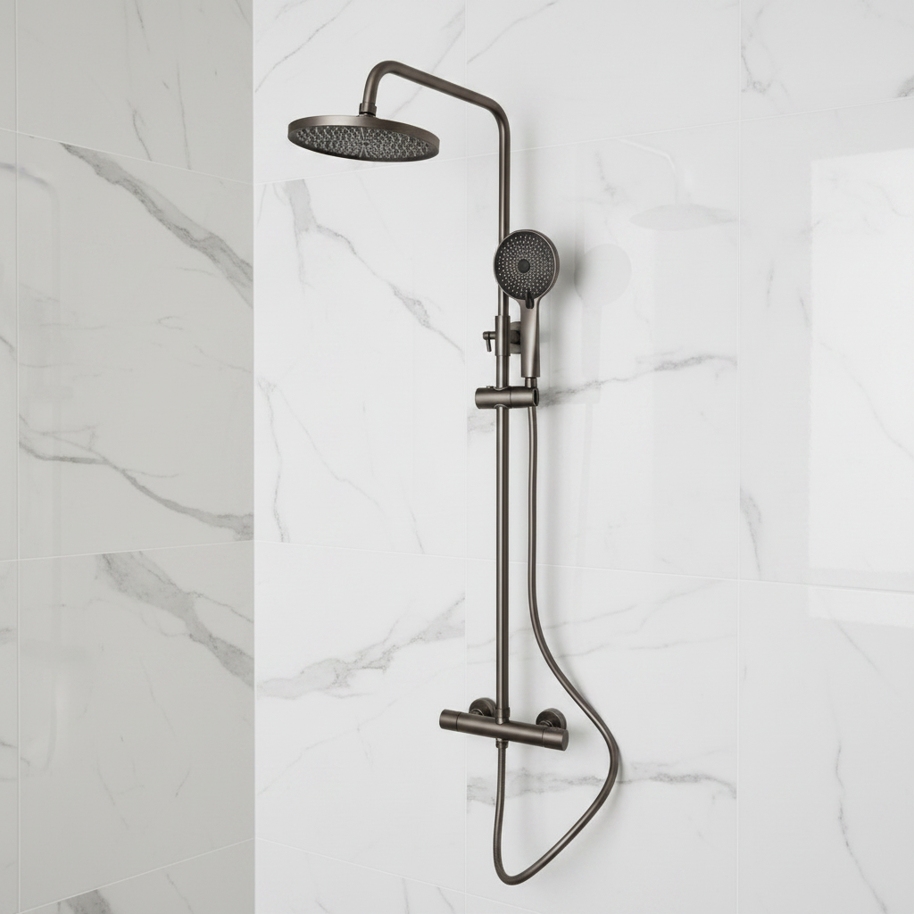 Gun metal thermostatische regendouche set
