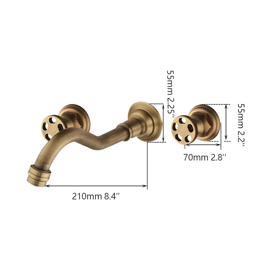 Nostalgic bronze-colored built-in wall tap mixer tap
