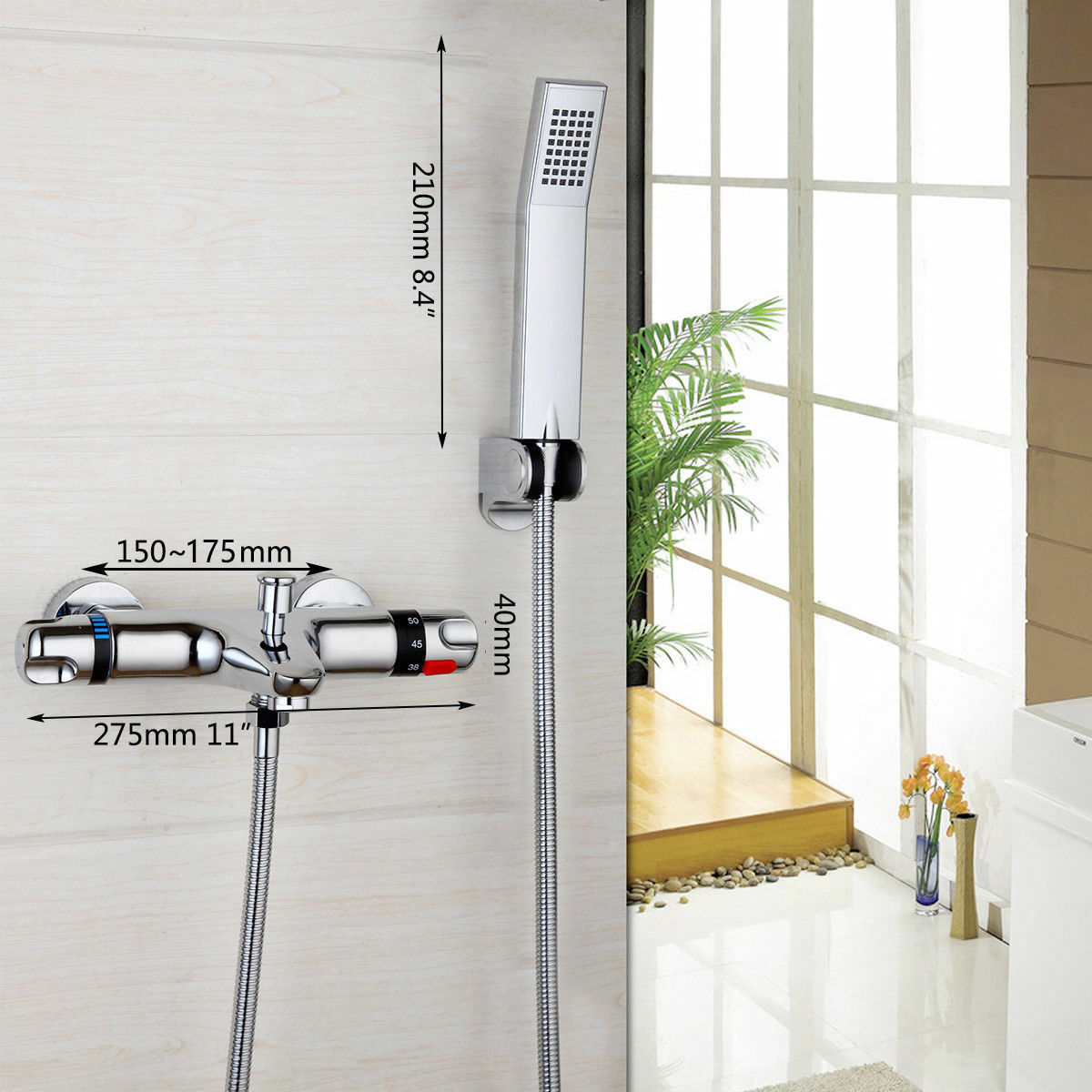Modern chrome bath tap thermostatic