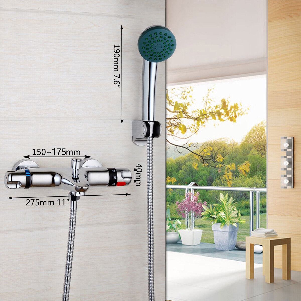 Chrome bath tap thermostatic