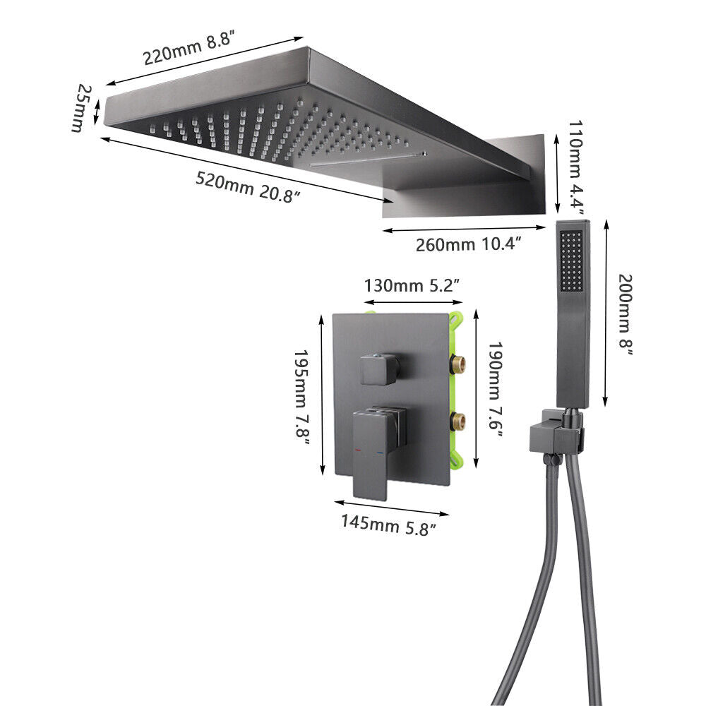 Luxury Gun Metal Built-in Rain Shower