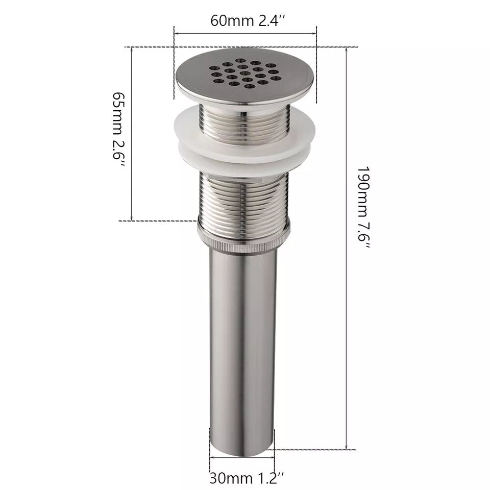 Brushed Nickel Washbasin Drain Non-Closable