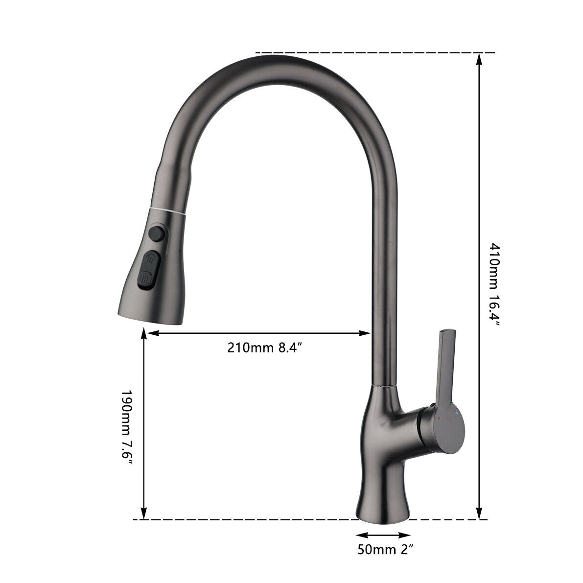 Kitchen faucet gun metal with pull-out spray head