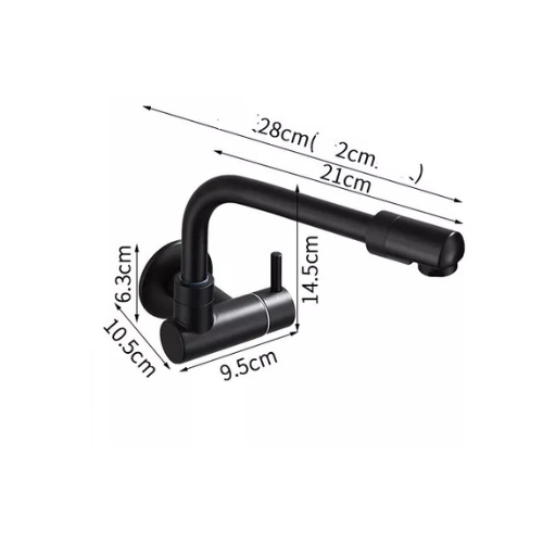 Matte Black Cold Water Tap with Long Spout