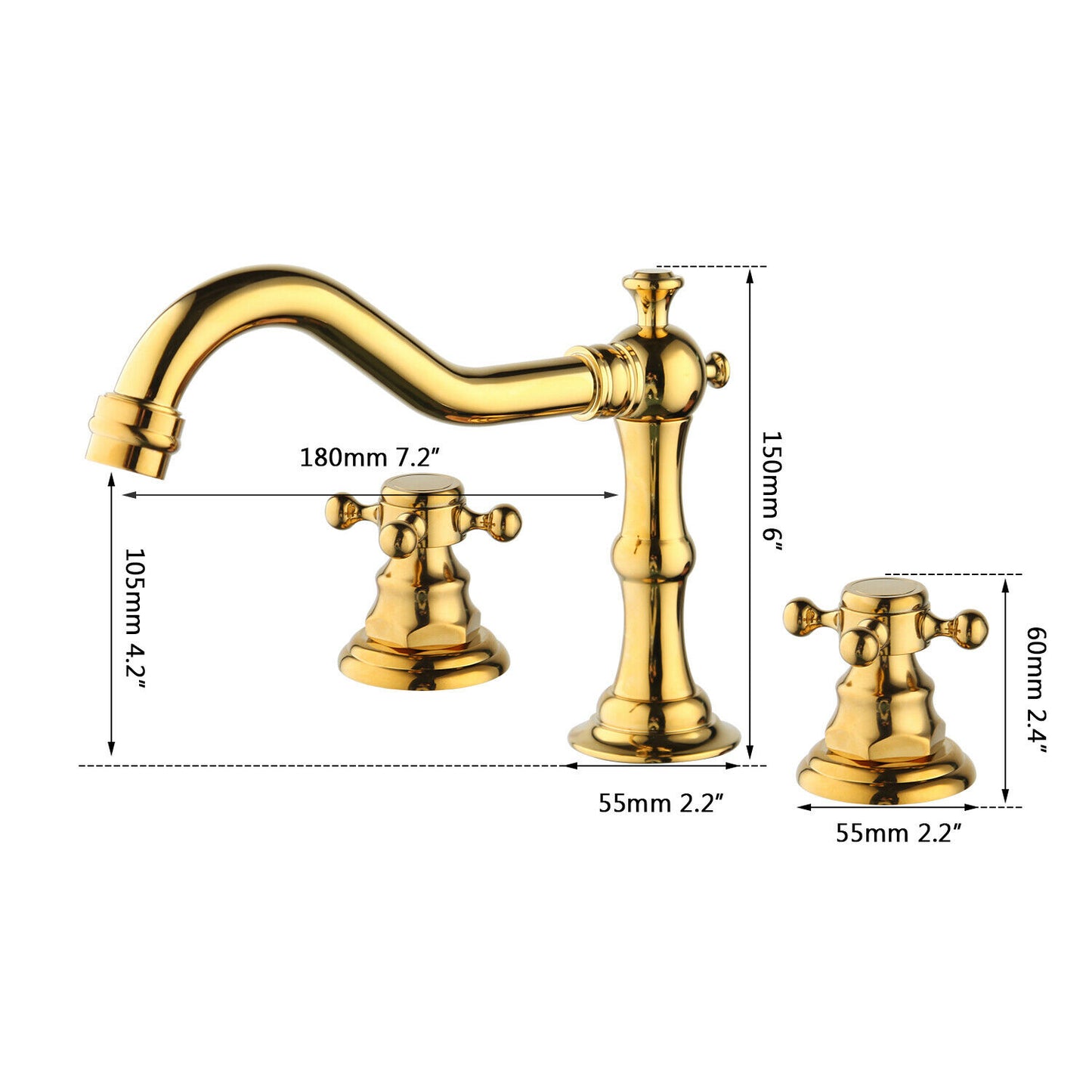 3-piece gold surface-mounted tap